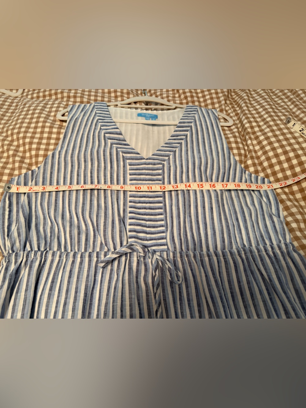 Draper James RSVP Sleeveless Blue and White Striped Knee Length Dress, XL - Picture 7 of 8
